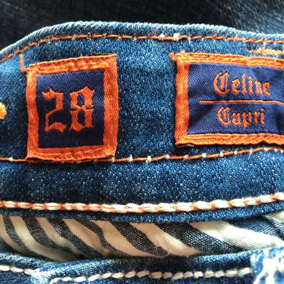 Rock Revival Womens Celine Capri Jeans Sz 28 Factory Distressed Flap Pockets - Picture 7 of 9